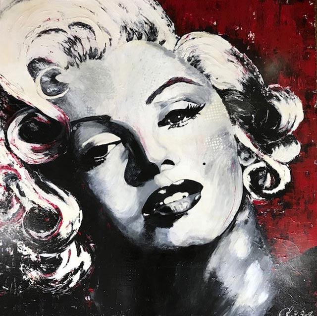 Claudia Seiler artist, marilyn monroe, arcyl on canvas 