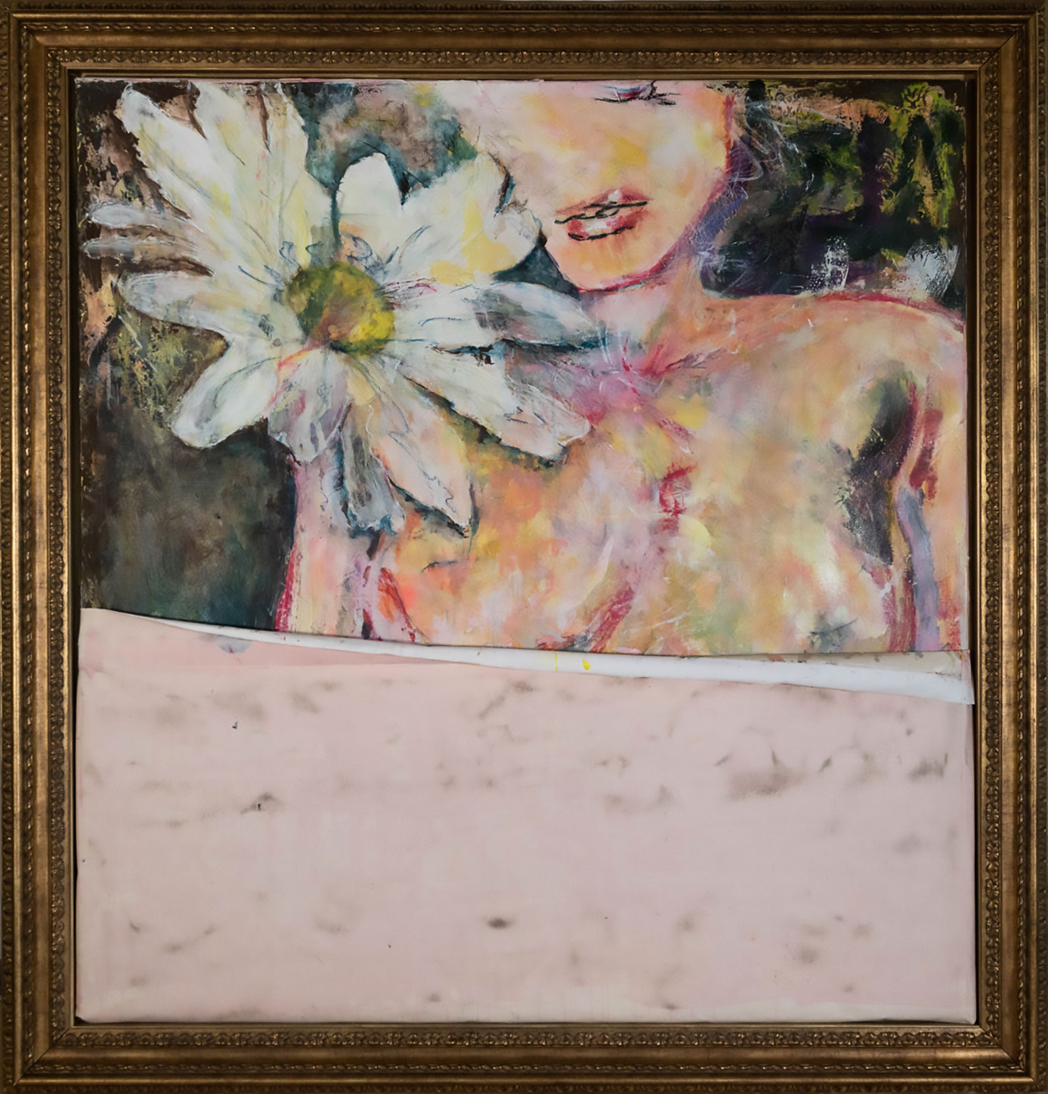 Claudia Seiler artist,DAISY`S SECRET ,146 cm x 140 cm, gerahmt / framed,Acryl, Wachs, Ölstift auf Leinwand
acrylics, wax, oilpen on canvas