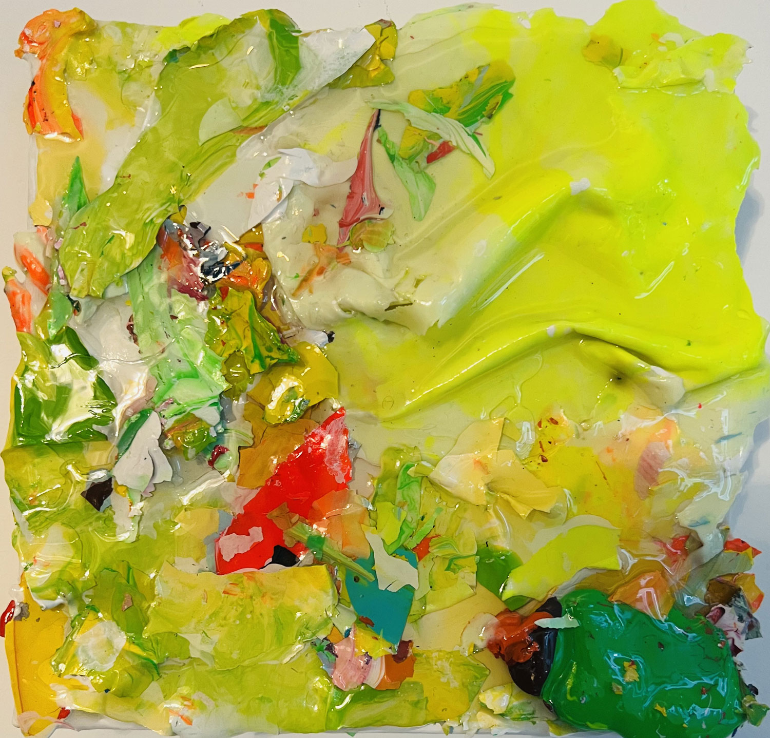 Claudia Seiler, SUNSHINE  21 cm x 21 cm x 3,5 cm,  Diverse Malmedien auf Leinwand, various painting media on canvas