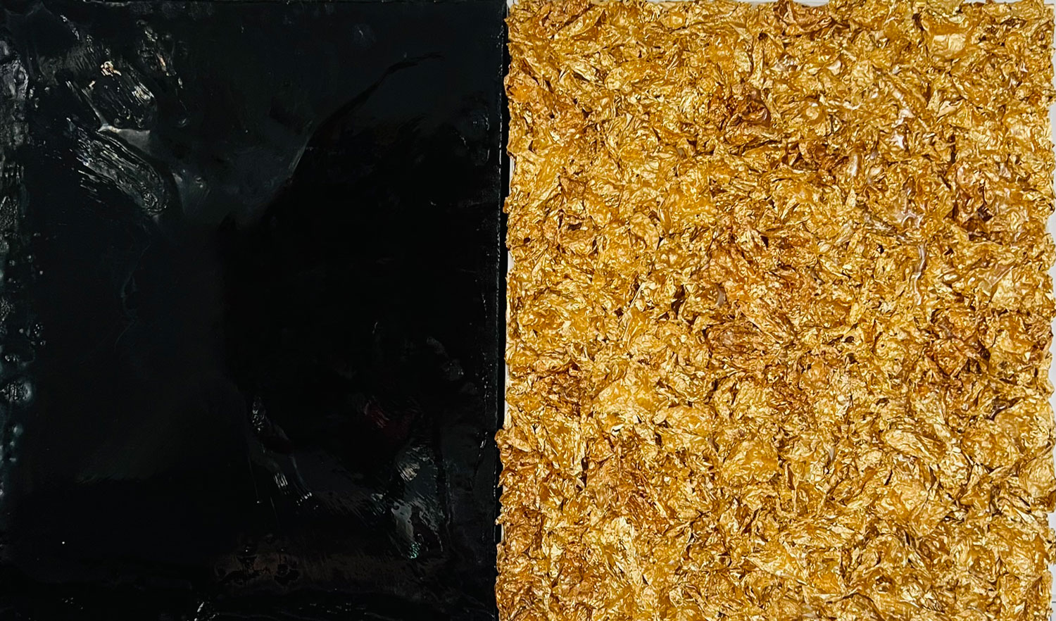 Claudia Seiler, THE GOLDEN BLACK 2, 40 cm x 80 cm ,  Tusche, Lack auf Leinwand, ink, lacquer on canvas